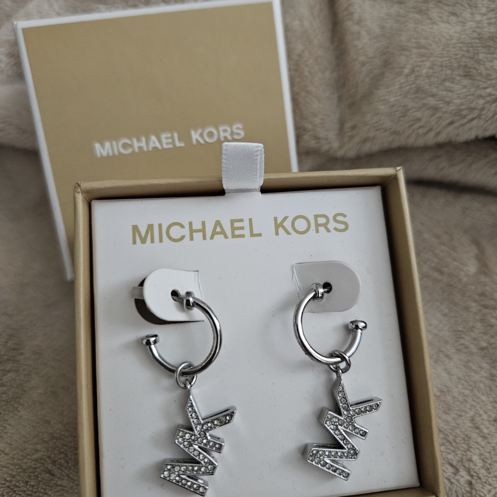 Michael Kors Silver Initial Drop Earrings